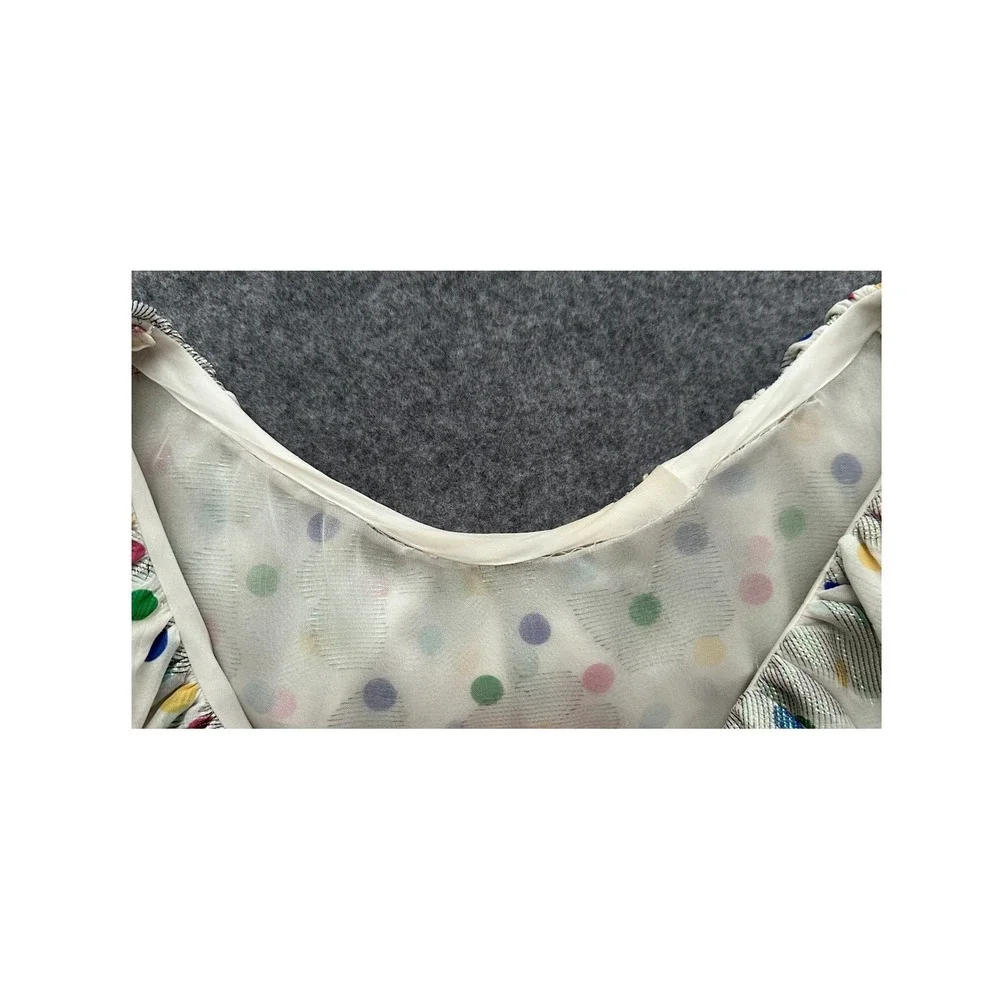 Paola Quadretti Couture Silk Dress S Ivory Polka Dot Ungaro‎ Fabric Made Italy